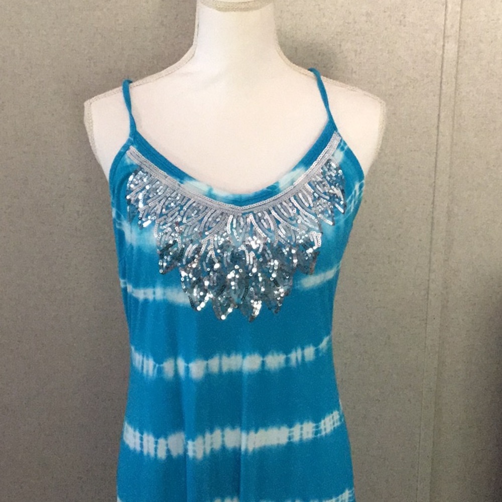 Blue sleeveless Tie Dye Maxi Dress Brand I.N.C. - Picture 4 of 16